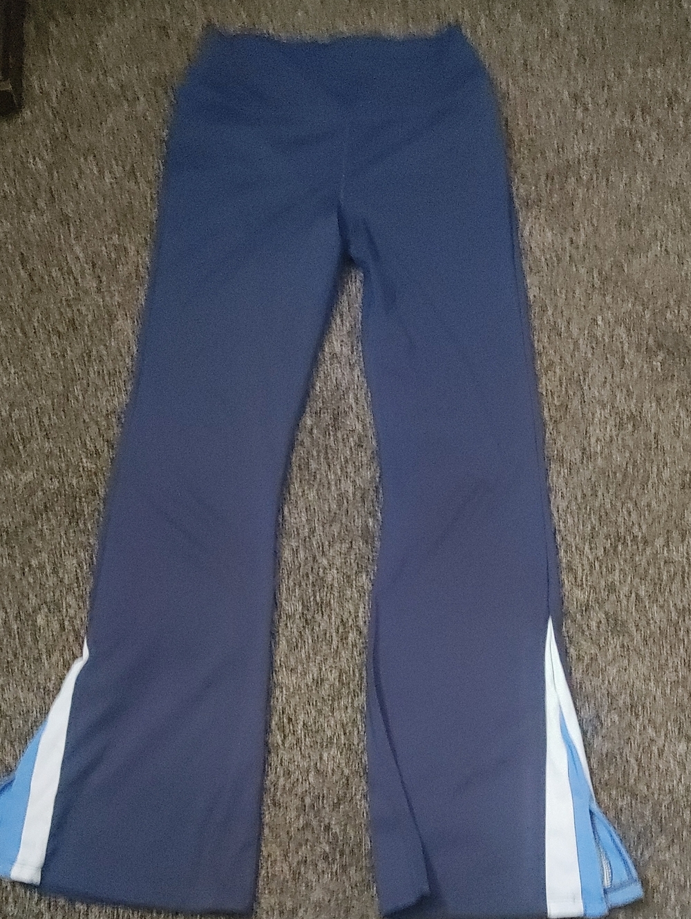 Wilo Womens Navy Blue Athletic Flare Pants with Light Blue & White Panels